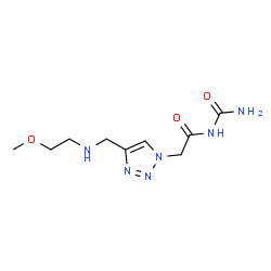 ChemSpider 2D Image | N-Carbamoyl-2-(4-{[(2-methoxyethyl)amino]methyl}-1H-1,2,3-triazol-1-yl)acetamide | C9H16N6O3