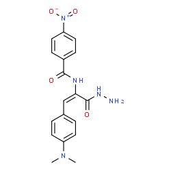 ChemSpider 2D Image | N-{(1E)-1-[4-(Dimethylamino)phenyl]-3-hydrazino-3-oxo-1-propen-2-yl}-4-nitrobenzamide | C18H19N5O4