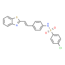ChemSpider 2D Image | N-{4-[(E)-2-(1,3-Benzothiazol-2-yl)vinyl]phenyl}-4-chlorobenzenesulfonamide | C21H15ClN2O2S2