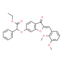 ChemSpider 2D Image | Ethyl {[(2Z)-2-(2,3-dimethoxybenzylidene)-3-oxo-2,3-dihydro-1-benzofuran-6-yl]oxy}(phenyl)acetate | C27H24O7
