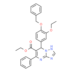 ChemSpider 2D Image | Ethyl 7-[4-(benzyloxy)-3-ethoxyphenyl]-5-phenyl-1,7-dihydro[1,2,4]triazolo[1,5-a]pyrimidine-6-carboxylate | C29H28N4O4