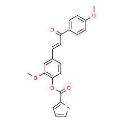 ChemSpider 2D Image | 2-Methoxy-4-[(1E)-3-(4-methoxyphenyl)-3-oxo-1-propen-1-yl]phenyl 2-thiophenecarboxylate | C22H18O5S
