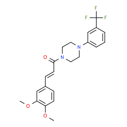 ChemSpider 2D Image | (2E)-3-(3,4-Dimethoxyphenyl)-1-{4-[3-(trifluoromethyl)phenyl]-1-piperazinyl}-2-propen-1-one | C22H23F3N2O3