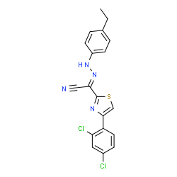 ChemSpider 2D Image | (2E)-[4-(2,4-Dichlorophenyl)-1,3-thiazol-2-yl][(4-ethylphenyl)hydrazono]acetonitrile | C19H14Cl2N4S