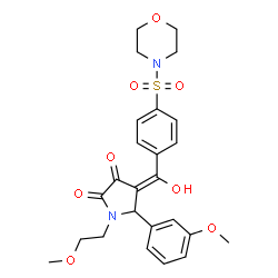 ChemSpider 2D Image | (4E)-4-{Hydroxy[4-(4-morpholinylsulfonyl)phenyl]methylene}-1-(2-methoxyethyl)-5-(3-methoxyphenyl)-2,3-pyrrolidinedione | C25H28N2O8S