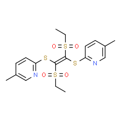 ChemSpider 2D Image | 2,2'-{[(E)-1,2-Bis(ethylsulfonyl)-1,2-ethenediyl]disulfanediyl}bis(5-methylpyridine) | C18H22N2O4S4