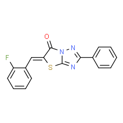 ChemSpider 2D Image | (5Z)-5-(2-Fluorobenzylidene)-2-phenyl[1,3]thiazolo[3,2-b][1,2,4]triazol-6(5H)-one | C17H10FN3OS