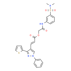 ChemSpider 2D Image | 2-{[3-(Dimethylsulfamoyl)phenyl]amino}-2-oxoethyl (2E)-3-[1-phenyl-3-(2-thienyl)-1H-pyrazol-4-yl]acrylate | C26H24N4O5S2