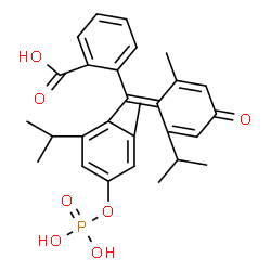 ChemSpider 2D Image | 2-{(Z)-(2-Isopropyl-6-methyl-4-oxo-2,5-cyclohexadien-1-ylidene)[2-isopropyl-6-methyl-4-(phosphonooxy)phenyl]methyl}benzoic acid | C28H31O7P