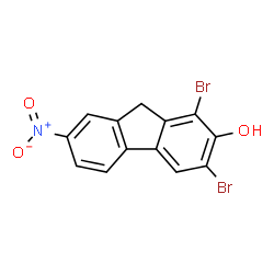 ChemSpider 2D Image | 1,3-Dibromo-7-nitro-9H-fluoren-2-ol | C13H7Br2NO3