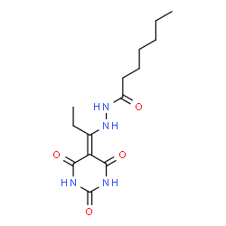 ChemSpider 2D Image | N'-[1-(2,4,6-Trioxotetrahydro-5(2H)-pyrimidinylidene)propyl]heptanehydrazide | C14H22N4O4