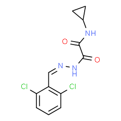 ChemSpider 2D Image | N-Cyclopropyl-2-[(2Z)-2-(2,6-dichlorobenzylidene)hydrazino]-2-oxoacetamide | C12H11Cl2N3O2