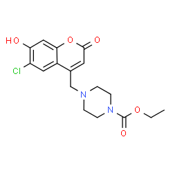 ChemSpider 2D Image | Ethyl 4-[(6-chloro-7-hydroxy-2-oxo-2H-chromen-4-yl)methyl]-1-piperazinecarboxylate | C17H19ClN2O5