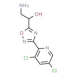 ChemSpider 2D Image | 2-Amino-1-[3-(3,5-dichloro-2-pyridinyl)-1,2,4-oxadiazol-5-yl]ethanol | C9H8Cl2N4O2
