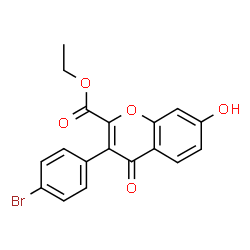 ChemSpider 2D Image | Ethyl 3-(4-bromophenyl)-7-hydroxy-4-oxo-4H-chromene-2-carboxylate | C18H13BrO5