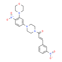 ChemSpider 2D Image | (2E)-1-{4-[3-(4-Morpholinyl)-4-nitrophenyl]-1-piperazinyl}-3-(3-nitrophenyl)-2-propen-1-one | C23H25N5O6