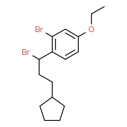ChemSpider 2D Image | 2-Bromo-1-(1-bromo-3-cyclopentylpropyl)-4-ethoxybenzene | C16H22Br2O