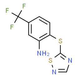ChemSpider 2D Image | 2-(1,2,4-Thiadiazol-5-ylsulfanyl)-5-(trifluoromethyl)aniline | C9H6F3N3S2