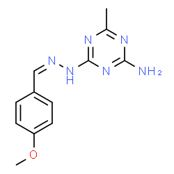 ChemSpider 2D Image | 4-[(2Z)-2-(4-Methoxybenzylidene)hydrazino]-6-methyl-1,3,5-triazin-2-amine | C12H14N6O