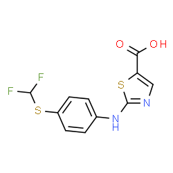 ChemSpider 2D Image | 2-({4-[(Difluoromethyl)sulfanyl]phenyl}amino)-1,3-thiazole-5-carboxylic acid | C11H8F2N2O2S2