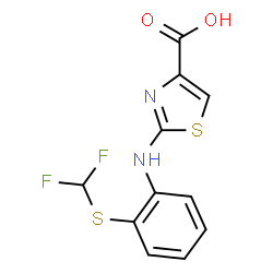 ChemSpider 2D Image | 2-({2-[(Difluoromethyl)sulfanyl]phenyl}amino)-1,3-thiazole-4-carboxylic acid | C11H8F2N2O2S2