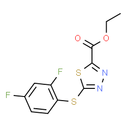 ChemSpider 2D Image | Ethyl 5-[(2,4-difluorophenyl)sulfanyl]-1,3,4-thiadiazole-2-carboxylate | C11H8F2N2O2S2