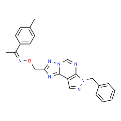 ChemSpider 2D Image | (1Z)-N-[(7-Benzyl-7H-pyrazolo[4,3-e][1,2,4]triazolo[1,5-c]pyrimidin-2-yl)methoxy]-1-(4-methylphenyl)ethanimine | C23H21N7O