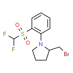 ChemSpider 2D Image | 2-(Bromomethyl)-1-{2-[(difluoromethyl)sulfonyl]phenyl}pyrrolidine | C12H14BrF2NO2S