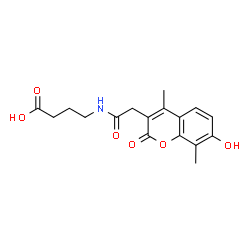 ChemSpider 2D Image | 4-{[(7-Hydroxy-4,8-dimethyl-2-oxo-2H-chromen-3-yl)acetyl]amino}butanoic acid | C17H19NO6