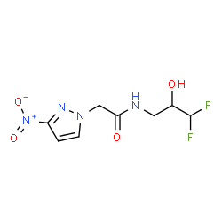 ChemSpider 2D Image | N-(3,3-Difluoro-2-hydroxypropyl)-2-(3-nitro-1H-pyrazol-1-yl)acetamide | C8H10F2N4O4