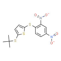 ChemSpider 2D Image | Thiophene, 2-tert-butylthio-5-(2,4-dinitrophenyl)thio- | C14H14N2O4S3