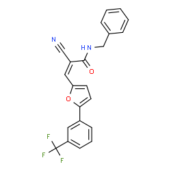 ChemSpider 2D Image | (2Z)-N-Benzyl-2-cyano-3-{5-[3-(trifluoromethyl)phenyl]-2-furyl}acrylamide | C22H15F3N2O2