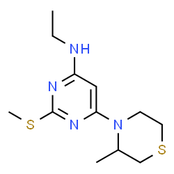 ChemSpider 2D Image | N-Ethyl-2-(methylsulfanyl)-6-(3-methyl-4-thiomorpholinyl)-4-pyrimidinamine | C12H20N4S2