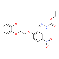 ChemSpider 2D Image | Ethyl (2Z)-2-{2-[2-(2-methoxyphenoxy)ethoxy]-5-nitrobenzylidene}hydrazinecarboxylate | C19H21N3O7