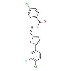 ChemSpider 2D Image | 4-Chloro-N'-{(Z)-[5-(3,4-dichlorophenyl)-2-furyl]methylene}benzohydrazide | C18H11Cl3N2O2