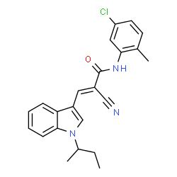 ChemSpider 2D Image | (2E)-3-(1-sec-Butyl-1H-indol-3-yl)-N-(5-chloro-2-methylphenyl)-2-cyanoacrylamide | C23H22ClN3O