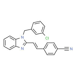 ChemSpider 2D Image | 4-{(E)-2-[1-(3-Chlorobenzyl)-1H-benzimidazol-2-yl]vinyl}benzonitrile | C23H16ClN3
