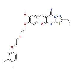 ChemSpider 2D Image | (5Z,6Z)-6-(4-{2-[2-(3,4-Dimethylphenoxy)ethoxy]ethoxy}-3-methoxybenzylidene)-2-ethyl-5-imino-5,6-dihydro-7H-[1,3,4]thiadiazolo[3,2-a]pyrimidin-7-one | C27H30N4O5S