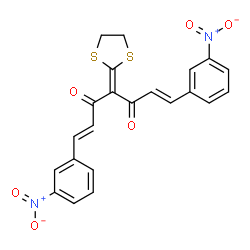 ChemSpider 2D Image | (1E,6E)-4-(1,3-Dithiolan-2-ylidene)-1,7-bis(3-nitrophenyl)-1,6-heptadiene-3,5-dione | C22H16N2O6S2