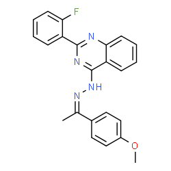 ChemSpider 2D Image | 2-(2-Fluorophenyl)-4-{(2Z)-2-[1-(4-methoxyphenyl)ethylidene]hydrazino}quinazoline | C23H19FN4O