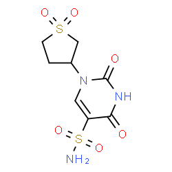 ChemSpider 2D Image | 1-(1,1-Dioxidotetrahydro-3-thiophenyl)-2,4-dioxo-1,2,3,4-tetrahydro-5-pyrimidinesulfonamide | C8H11N3O6S2