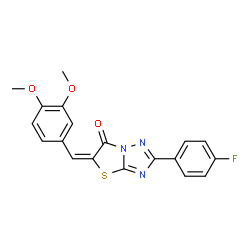 ChemSpider 2D Image | (5E)-5-(3,4-Dimethoxybenzylidene)-2-(4-fluorophenyl)[1,3]thiazolo[3,2-b][1,2,4]triazol-6(5H)-one | C19H14FN3O3S