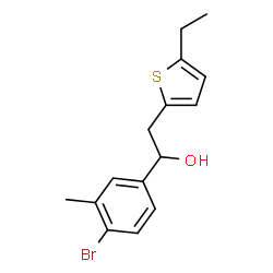 ChemSpider 2D Image | 1-(4-Bromo-3-methylphenyl)-2-(5-ethyl-2-thienyl)ethanol | C15H17BrOS