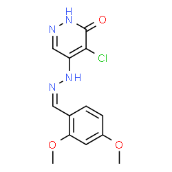 ChemSpider 2D Image | 4-Chloro-5-[(2Z)-2-(2,4-dimethoxybenzylidene)hydrazino]-3(2H)-pyridazinone | C13H13ClN4O3