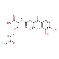 ChemSpider 2D Image | N~5~-Carbamoyl-N~2~-[(7,8-dihydroxy-4-methyl-2-oxo-2H-chromen-3-yl)acetyl]ornithine | C18H21N3O8