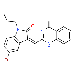 ChemSpider 2D Image | (3Z)-5-Bromo-3-[(4-hydroxyquinazolin-2-yl)methylene]-1-propyl-1,3-dihydro-2H-indol-2-one | C20H16BrN3O2