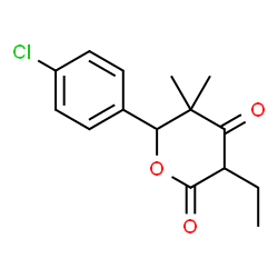 ChemSpider 2D Image | 6-(4-Chlorophenyl)-3-ethyl-5,5-dimethyldihydro-2H-pyran-2,4(3H)-dione | C15H17ClO3