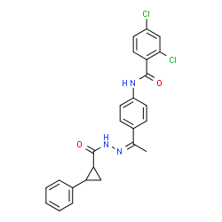 ChemSpider 2D Image | 2,4-Dichloro-N-(4-{(1Z)-N-[(2-phenylcyclopropyl)carbonyl]ethanehydrazonoyl}phenyl)benzamide | C25H21Cl2N3O2