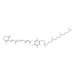 ChemSpider 2D Image | (+-)-(2R*)-2,5,7,8-Tetramethyl-2-((4R*,8R*)-4,8,12-trimethyltridecyl)-6-chromanyl retinoate | C49H76O3