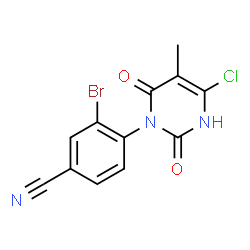 ChemSpider 2D Image | 3-Bromo-4-(4-chloro-5-methyl-2,6-dioxo-3,6-dihydro-1(2H)-pyrimidinyl)benzonitrile | C12H7BrClN3O2